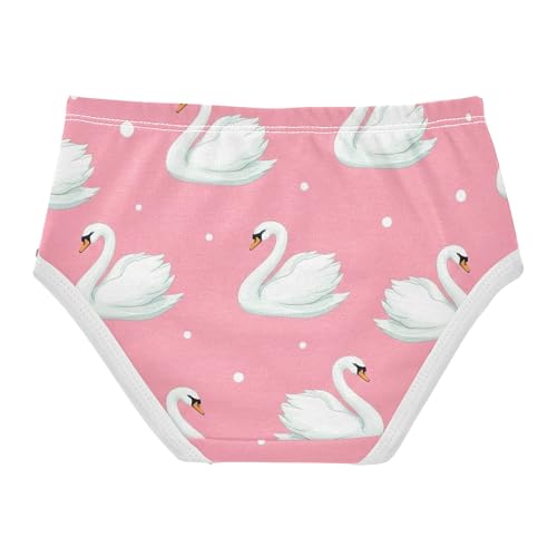 Toddler Underwear Floral 2t Cotton Panties for Girl Durable Undies Kids Briefs Elegant White Swans Pink2