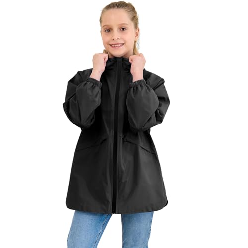 Image of MODAFANS Boys Girls Rain Jacket Waterproof lined Hooded RainCoats Windbreaker