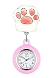 Black Temptation Versenkbare Krankenschwesteruhr Tragbare Clip-on-Uhr-Fob-Taschenuhr Niedliche Cartoon-Design-Krankenschwesteruhr mit zweiter Hand für Arzt, F29