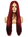 Produktbild Life Diaries 24" Rote 13x6 Lace Front Perücke Lange Gerade Synthetische Rot Perücken,Pre Gezupft Realistische Natürlichen Haaransatz,Party Cosplay Perücke,Hitzebeständige Faser für Damen