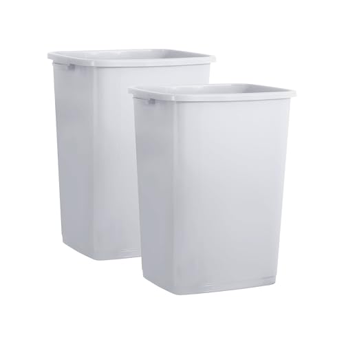 Superio Kitchen Trash Can 9 Gallon Slim Waste Bin 37 Qt Durable Plastic, Fit Small Spaces, Office, Bathroom, Under Counter (2, White Smoke)