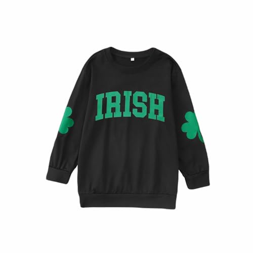 Ritatte St Patrick's Day Sweatshirt Girls Boys Irish Shamrock Crewneck Pullover Top Kids Clover Long Sleeve Shirt 6-12 Years