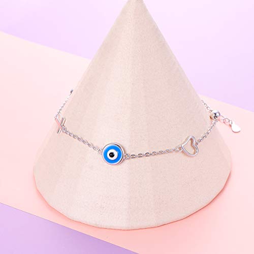 Image of FLYOW S925 Sterling Silver Anklet for Women Summer Boho Beach Charm Adjustable Foot Ankle Bracelet Jewelry Birthday Gift