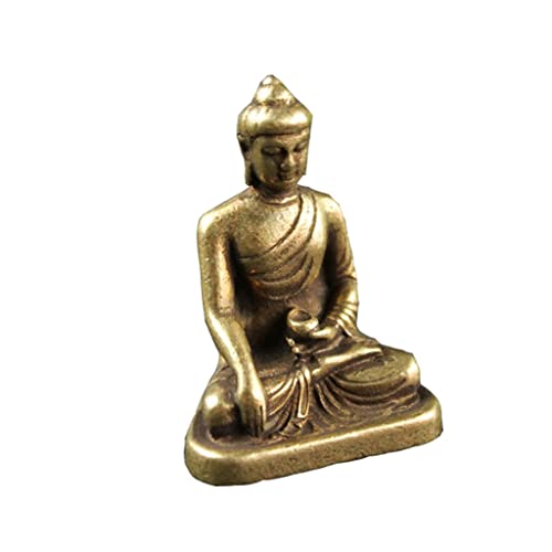 FIDALIKA Massive Pocket Pure Messing Sakyamuni Buddha, Meditation Sitzen Pose Kleine Buddha Statue Figuren Miniaturen Desktop Ornament Antike Kupfer Dharma Master Statue Dekorationen Cover