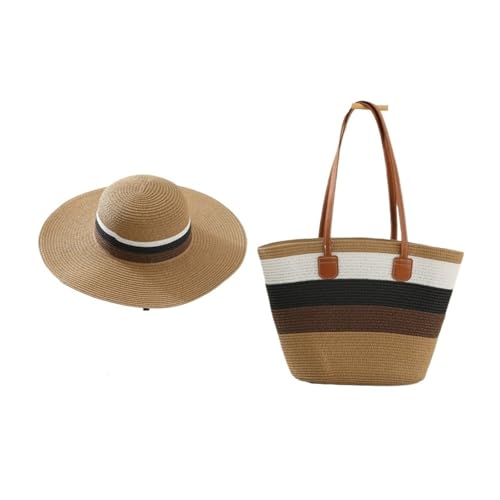 Ensemble sac en paille tissé et chapeau de protection solaire pour le plein air