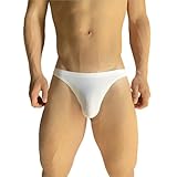 mens thong underwear gay sexy for bottom men Ice silk breathable cool Low-rise briefs G-string M White