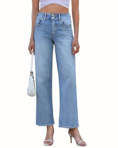 OFLUCK Women's Wide Leg Jeans High Waisted Stretchy Baggy Jeans Straight Leg Loose Fit Denim Pants