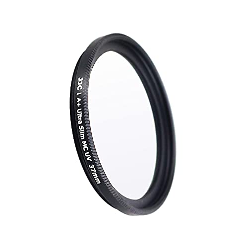 JJC Filtro UV de 37 mm, ultra delgado, multicapa, protección ultravioleta (negro)