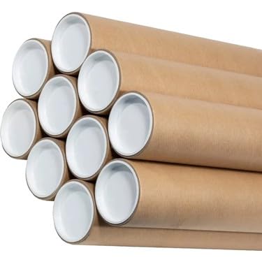Kutu, Postüp Kraft Karton Silindir Kapaklı Ambalaj, 125 x 7,6 cm, Poster, Afiş, Harita, Teknik Çizim ve Rulo Materyaller için Dayanıklı Koruyucu Tüp