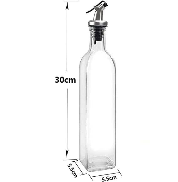 Image of COOLBIT 500 ml Glass Oil Dispenser Bottle For Kitchen with Silicon Funnel, Leak-Proof Cork, Oil Bottle (2 pcs Oil Bottle + 1 psc Silicon Funnel)