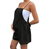 ENEN Salopette de Maternité Courte pour Femme Enceinte - Combinaison de Grossesse Ample, Jumpsuit d'été avec Bretelles Réglables, Short de Grossesse Décontracté (Noir,M)