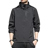 [Ｋａｙｉｙａｓｕ] マウンテンパーカー メンズ ウインドブレーカー 撥水 マウンテンジャケット 防風 アウター 軽量 秋服 大きいサイズS -3XL 上着 春服 冬服 アウトドア 釣り 登山 ジャンパー オシャレ アノラックパーカー (L ブラック)