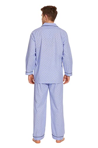 GLOBAL Mens Pajamas Set, 100% Cotton Woven Drawstring Sleepwear Set with Top and Pants/Bottoms4