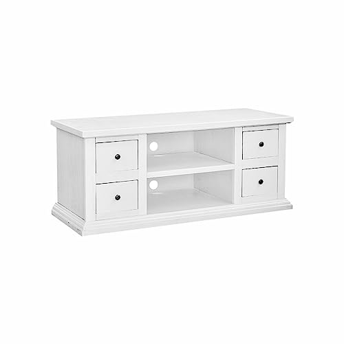 Vicentini arreda MOBILE PORTA TV IN LEGNO 4 CASSETTI 2 VANI SHABBY CHIC BIANCO