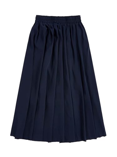 Women's High Waist Flare Midi Skirts Solid A Line Casual Skirt