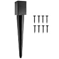 LADECH 4x4 Fence Post Anchor Ground Spike 24” Length Metal Black Powder Coated – Mailbox Post Anchors – Fit 3.5x3.5 Wood Post