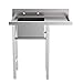 Bonnlo 304 Stainless Steel Utility Sink with Drainboard, One Compartment Workbench Sink Commercial Sink for Restaurant, Laundry Room, Backyard, Garages - Overall Size: 35.8