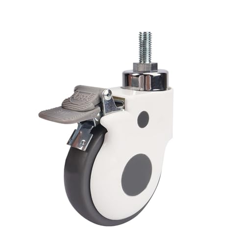 1個/3/4/5インチM12/m16mmネジTPR機器キャスター回転ホイール(With brake,3 inch)