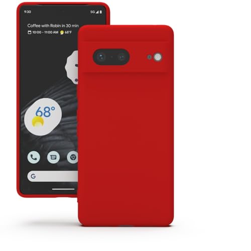 Image of YATWIN Silicone Back Case for Google Pixel 7, Soft-Touch Phone Back Cover for Google Pixel 7 - Red