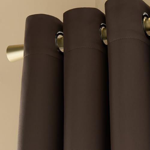 Dreamscene Brown Thermal Insulated Blackout Curtains 90" x 90" - Luxurious Eyelet Window Drapes for Living Room and Bedroom - Image 5