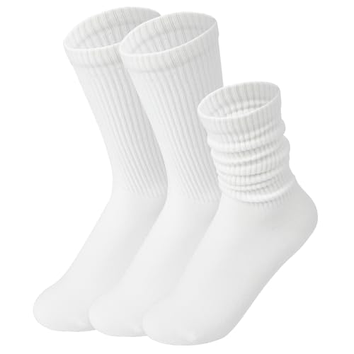 Womens Cozy Crew Socks Cotton Slouch Socks Casual Calf Socks Trouser Dress Socks Boot Socks 3 pairs