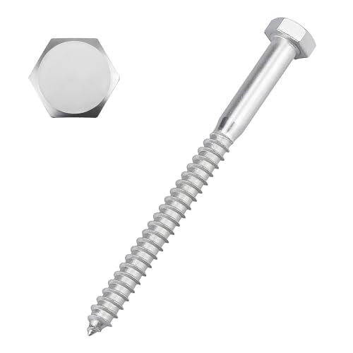 Tornillos Tirafondo Hexagonales 1/2 x 6 pulgadas Acero Inoxidable 304 Paquete de 4 miniatura 1