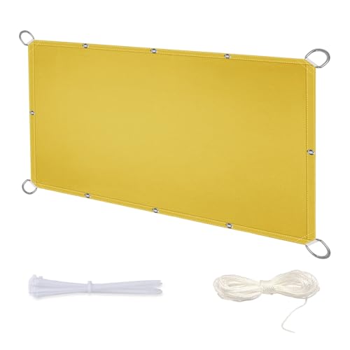 Sonnensegel Rechteckig 1x1.8m Sonnenschirm für Balkon, Segeltuch Sonnenschutz und Wetterschutz-Markise UV-Schutz für Terrasse Camping Outdo mit D-Ring und Kordel Gelb