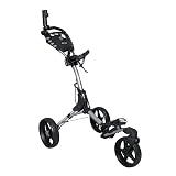 ACCUFLI Trio Golf Cart with 360 Swivel Front Wheel, Quick Fold/Open (Silver)
