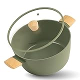 Römertopf Kochtopf 26 cm mit Glasdeckel, 6,1 l Fassungsvermögen, Aluminium mit Keramik Antihaftbeschichtung, für alle Herdarten inklusive Induktion geeignet, grün