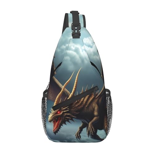 Flying Dragon Cross Chest Bag negro para hombres y mujeres