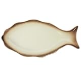 CALLARON Keramikteller in Fischform aus Weißer Keramik mit Spülmaschinenfester und...