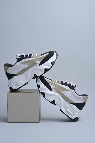 Image of JM LOOKS Women Bold Black & Beige Lightning Sneakers Shoes High-Performance, Stylish, and Built for Comfort