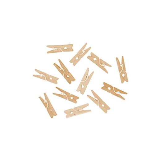 INNSPIRO Mini Pinzas Madera pequeñas Natural 25x3mm. 45u. Clips de Fotos, Pequqñas y Decorativas, Adornos para Manualidades, decoración y Scrapbooking