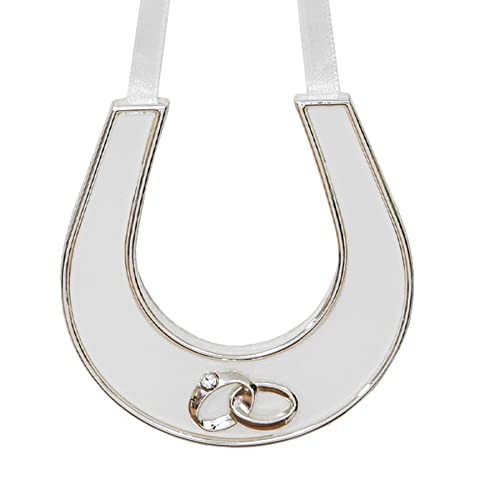 Widdop and Co Wedding Silver Plated Double Ring Horseshoe with Diamantes, White - Image 2
