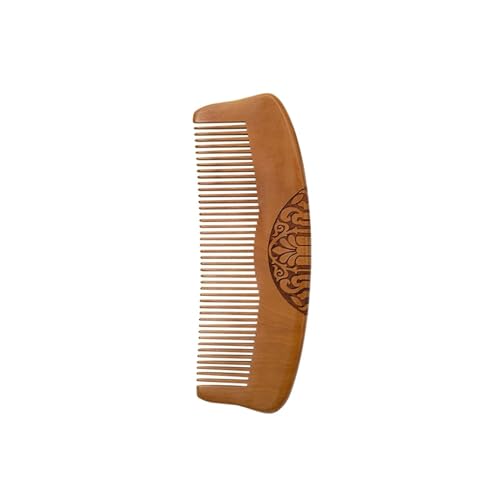 Peigne en bois de pêche naturel antistatique à dents larges pour massage