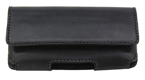Bullhide Belts Black Deluxe Heavy Duty Bullhide Leather Horizontal Cell Holster Case - Made in USA
