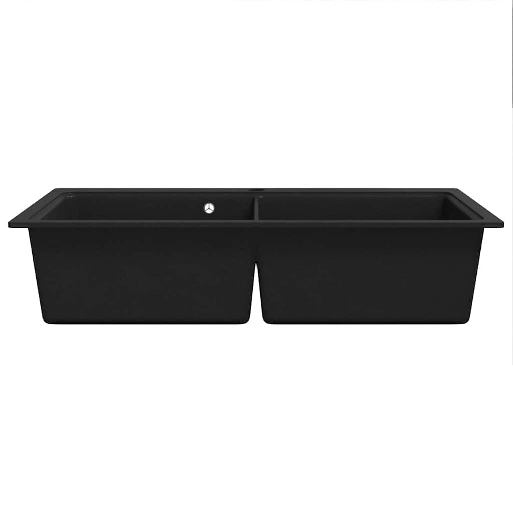 vidaXL Fregadero Encastrable con 2 Senos de Granito Negro Cubeta Lavaplatos
