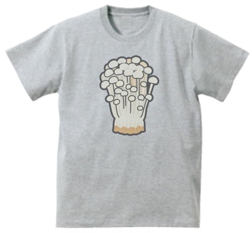 えのき 食べ物 飲み物 Tシャツ ハイクオリティヘビーウェイト 透けない 厚手 7.4オンス 半袖 グレー g-hkokm373