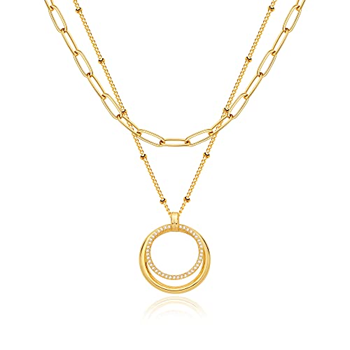 Image of MEVECCO Dainty Pendant Layered Necklaces for Women
