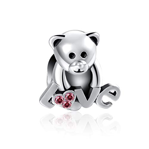 GW Charm de Plata Beads de Plata Charms Elephant 925 Bead de Plata esterlina para Cadena de Serpiente Pandora Pulsera Collar Que Hace Joyas para Mujeres y niñas (Love-osa)