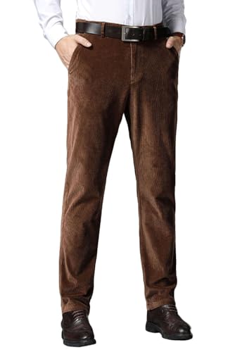 Wemaliyzd Men Corduroy Pants Work Cargo Slacks Elastic Waist Suit Trousers FZ130-TR(Burgundy,42W32L)3