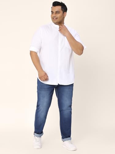 Image of Thomas Scott Mens | Full Sleeve | Solid Plain Color | Regular Fit | Plus Size | 100% Cotton | Mandarin Collar | Casual | Shirt