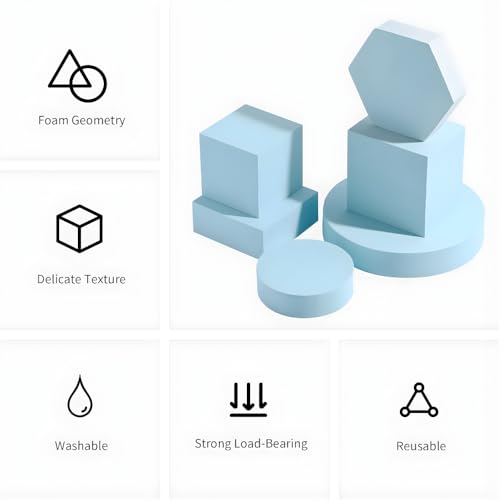 Image of SMILEDRIVE Product Photography Props 6-piece Set, Blue | Hard Foam Riser & Blocks, Lightweight, Waterproof, Re-usable