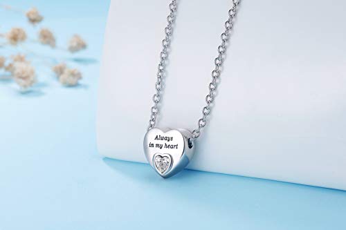 Heart Urn Necklaces for Ashes Birthstone Ashes Necklace Always in My Heart Cremation Jewelry Keepsake Memorial Necklace3