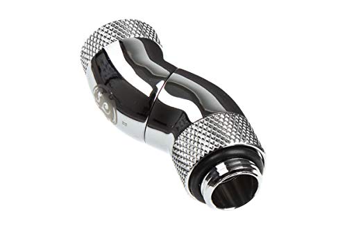 Bitspower IG1/4インチスレッド用 トリプル ロータリー(360度回転) 90度角 エクステンダー シャイニングシルバー