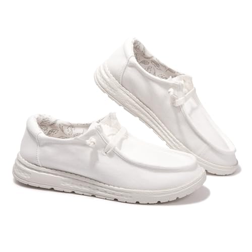 Image of Women's Canvas Loafers, Comfortable Slip-On Walking Shoes | Breathable Fabric Upper, Flexible Boat-Shoe Styling, Easy On and Off for Errands, Travel, Commuting and Everyday Wear