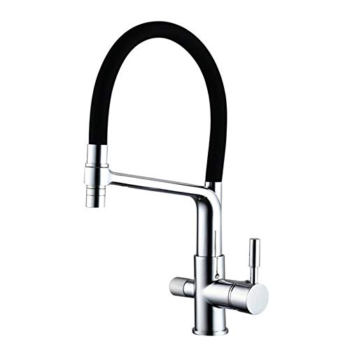 Robinet 3 voies en laiton chrome brillant pour eau pure et mitigée cuisine