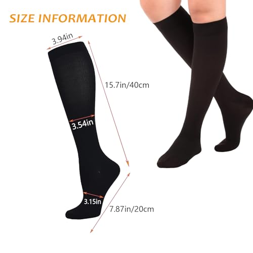 Image of ZMD 3 Pairs Compression Socks for Women & Men Travel Knee High Comfort Support Socks Travel Compression Socks for Athletic Running Cycling