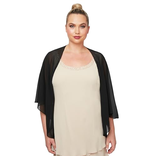 S.L. Fashions Women's Plus Size Multi-wear Sheer Chiffon Shawl for Evening Dress