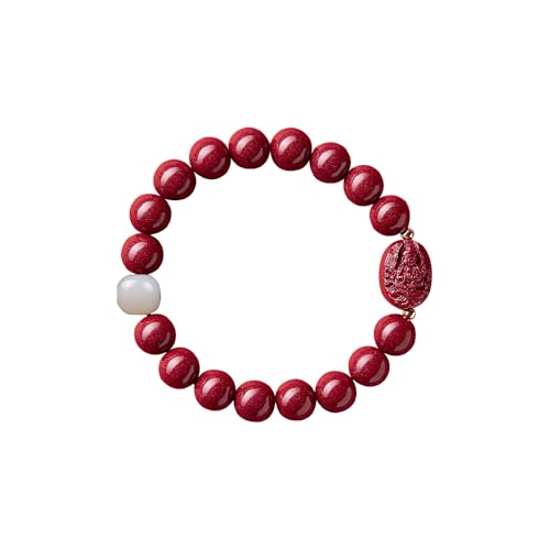 Fashion Cinnabar Bracelet Chinese Pixiu Feng Shui Vermilion Red Beaded